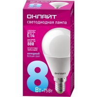 Лампа Онлайт G45-8W-6000K-E14 61135