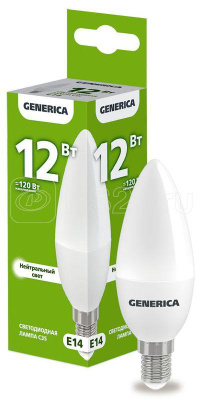Лампа Софит 12Вт 4К Е14 С35 Generica 1647620