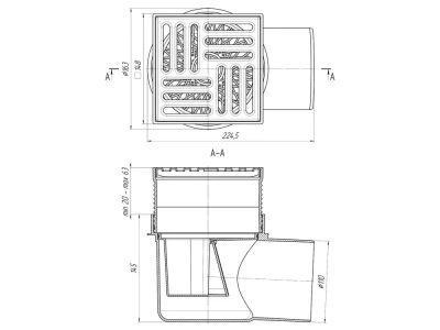 Трап гор.вып. 110мм, с нерж.решеткой 150*150сухой TQ1612