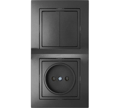 Блок 2В-РЦ-727 графит 2выкл+ев/роз УЮТ