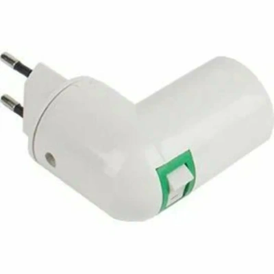 Переходник Ecola Е14 вилка-патрон с выкл. бел. 