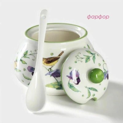 Сахарница с ложкой Зеленый сад 320мл 2532186