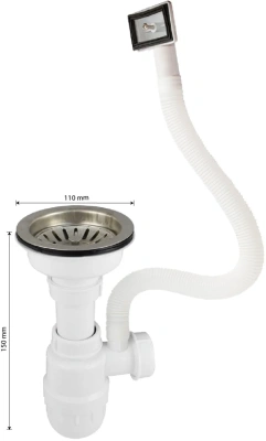 Сифон для мойки Санакс 8728 большая горловина с переливом