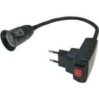 Переходник вилка-патрон Е27 гибкий с выкл. черн. Ecola