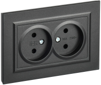 Розетка 2СП б/з в/сборе 10А черн.Brite РС12-2-БрЧ