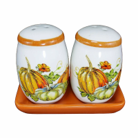 Набор солонка и перечница Тыквы на подставке 