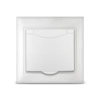 Розетка евро 1СП с крышкой белая Севиль