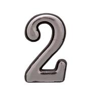 Цифра Большая пластик "2" хром