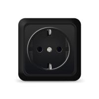 Розетка 1ОП с/з черная Олимп