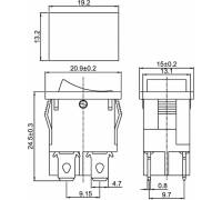 Выключатель 1кл.250V 6A (4с) OFF-ON черн мини 36-2146