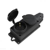 Колодка 2-х мест. "У" 16А IP44 каучук 250В черн