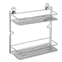 Полка настенная 2-х ярусная с пласт. поддоном на самокл. крючках, 29.19.05