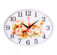 Часы Рубин Цветы Пастель овал бел.