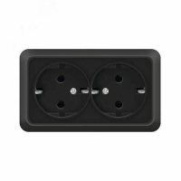 Розетка 2ОП с/з черная Олимп 