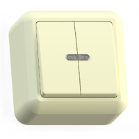 Выключатель 2ОП А510-387 с подсв.Оптима крем