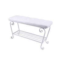 Банкетка-обувница 90см Ковка кож/зам бел/бел