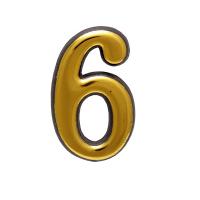 Цифра Большая пластик "6" золото