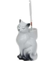 Подставка под ерш + (ершик) "Кошка" МОНОХРОМ белая