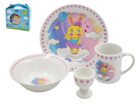 Набор детской посуды Кружка+тарелка+салатник+подставка д/яйца 4предм Банни