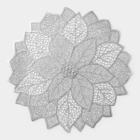 Салфетки серв. Цветок 38*38 серебро10660445