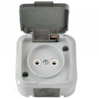 Розетка 1ОП РА16-296 б/з сер/мат. аква Пралеска