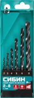 Набор сверл СИБИН по металлу 6шт (2-8мм) быстрореж.сталь