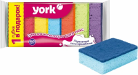 Губки д/посуды Колор Люкс 6+1шт 030180 York