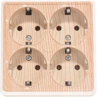Розетка 4ОП квадр. с/з сосна Олимп 