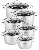 Набор кастрюль НМ 5133 нерж. 2,1*3,1*4,1*4,5*5,8*7,3л 