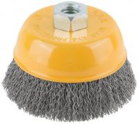 Корщетка-чашка, гайка М14, волнистая проволока, нержав.сталь 100мм 38843