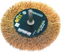 Корщетка-колесо 100мм сталь латунированная со штифтом 38510