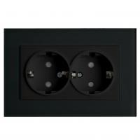 Розетка 2СП Эрна PSТ16-9014-03 черн.евро
