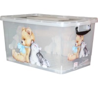 Контейнер д/хранения 50л. прозрачный Мишка и Котенок