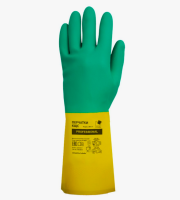 Перчатки латексные защитные КЩС "L" (зеленый-желтый) АДМ