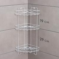 Полка д/ванной угловая "Волна", 3-хярусня, белый, 6827802