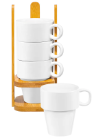 Набор кружек 4шт 170мл с подставкой керамика 0115