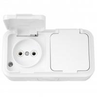 Розетка 2ОП РА16-302 крышка бел. аква Пралеска