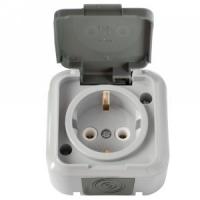 Розетка 1ОП РА16-297 с/з сер/мат. аква Пралеска