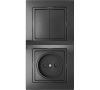 Блок 2В-РЦ-727 графит 2выкл+ев/роз УЮТ