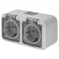 Розетка 2ОП 16-303 с/з сер/прозр. аква Пралеска