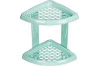 Полка для ванной пластик угловая, голубая 2-х ярусная