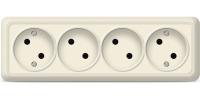 Розетка 4ОП б/з беж. Олимп