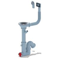 Сифон Ани 3 1/2"*40 прямоточ. с отв.для стр.маш. с гибк.  круг.и прям. перелив F1045S