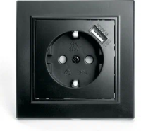 Розетка 1СП Эрна USB черн. евро