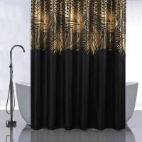 Штора д/ванной Санакс 180х180см, без колец, PEVA, золотые перья, черный мрамор