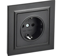 Розетка 1СП евро в/сборе 16А черн.Brite