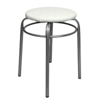 Табурет Люкс с кольцом Белый-ножки хром 