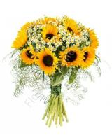 Букет красочный подсолнух+ромашки