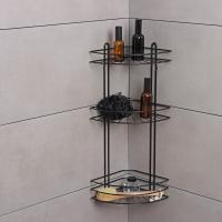 Полка д/ванной угловая, 3-х ярусная NATIVE, черный матовый 9717966