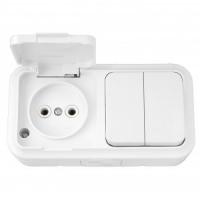 Блок В-РЦ-655 ОП (роз 16А+2кл.выкл крышка) Пралеска Аква бел